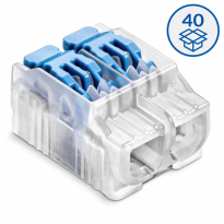 SZYBKOZŁĄCZKA SCL2 Z DŹWIGNIĄ DO LINEK I DRUTÓW 0.2- 4 mm2 2 TORY 32A 450V TRANSPARENTNY SERIA IDEALNA OPAKOWANIE 40 SZT. - SIMET - 88000303