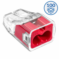 SZYBKOZŁĄCZKA SCP2 WTYKOWA DO DRUTÓW 0.75 - 4 mm2 I WIELODRUTÓW 1.5 - 2.5mm2  2 TORY 32A 450V TRANSPARENTNY CZERWONY SERIA IDEALNA OPAKOWANIE 100 SZT - SIMET - 88000001