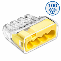 SZYBKOZŁĄCZKA SCP4 WTYKOWA DO DRUTÓW 0.75 - 4 mm2 I WIELODRUTÓW 1.5 - 2.5 mm2 4 TORY 32A 450V TRANSPARENTNY ŻÓŁTY SERIA IDEALNA OPAKOWANIE 100 SZT. - SIMET - 88000004