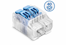 Szybkozłączka z dźwignią SCL2 do linek i drutów (0,2…4 mm2), 2 tory, opak. 40 szt. - IDEALNA SZYBKOZŁĄCZKA - SIMET - 88000303S