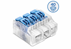 Szybkozłączka z dźwignią SCL3 do linek i drutów (0,2…4 mm2), 3 tory, opak. 40 szt. - IDEALNA SZYBKOZŁĄCZKA - SIMET - 88000313S