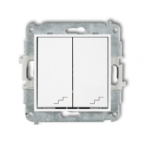 Mechanizm łącznika podwójnego schodowego podtynkowy IP 20 / IP 44, 10AX 250V~ MINI biały mat - KARLIK - 25MWP-33