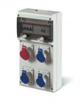 ROZDZIELNIA BUDOWLANA GNIAZDA 2X16A/5P + 2X230V 11 MODUŁÓW IP44 - SCAME - 632.1122