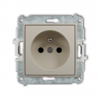 Mechanizm gniazda pojedynczego z uziemieniem 2P+Z (przesłony torów prądowych) podtynkowy IP 20, 16A 250V~ MINI taupe - KARLIK - 60MGP-1zp