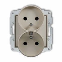 Mechanizm gniazda podwójnego do ramki z uziemieniem 2x(2P+Z) (przesłony torów prądowych) podtynkowy IP 20, 16A 250V~ MINI taupe - KARLIK - 60MGPR-2zp