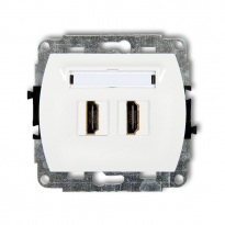 TREND: Mechanizm gniazda podwójnego HDMI; biały - KARLIK - HDMI-2