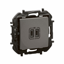 NOWE NILOE - GNIAZDO 2 X USB TYP C+C - 3 A STALOWE - LEGRAND - NP3404MG