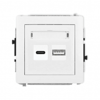 Mechanizm ładowarki USB podwójnej USB C + USB A, 20W max. podtynkowy IP 20, 100-240V ~, 50/60Hz DECO biały - KARLIK - DCUSB-8