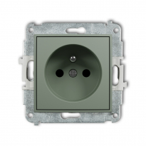 Mechanizm gniazda pojedynczego z uziemieniem 2P+Z (przesłony torów prądowych) podtynkowy IP 20, 16A 250V~ MINI szałwiowy - KARLIK - 61MGP-1zp