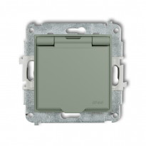 Mechanizm gniazda bryzgoszczelnego z uziemieniem 2P+Z (klapka szałwiowa, przesłony torów prądowych) podtynkowy IP 44, 16A 250V~ MINI szałwiowy - KARLIK - 61MGPB-1zp