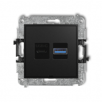 ŁADOWARKA PODWÓJNA USB C + USB A, 20W MAX IP 20, 100-240V ~, 50/60Hz CZARNY MAT MINI - KARLIK - 12MCUSBBO-8