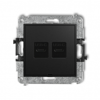 ŁADOWARKA PODWÓJNA 2xUSB C 20W MAX IP 20, 100-240V ~, 50/60Hz CZARNY MAT MINI - KARLIK - 12MCUSBBO-7