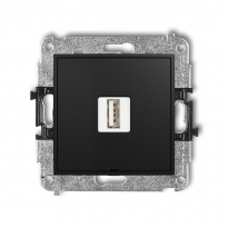 ŁADOWARKA POJEDYŃCZA USB A, 10W MAX 5V, 2A IP 20, 230V~ CZARNY MAT MINI - KARLIK - 12MCUSBBO-3