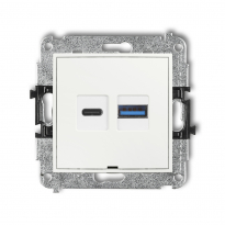 ŁADOWARKA PODWÓJNA USB C + USB A, 20W MAX IP 20, 100-240V ~, 50/60Hz BIAŁY MINI - KARLIK - MCUSBBO-8