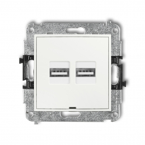 ŁADOWARKA PODWÓJNA 2xUSB A 15,5W MAX 5V, 3.1A IP 20, 100-240V ~, 50/60Hz BIAŁY MINI - KARLIK - MCUSBBO-6