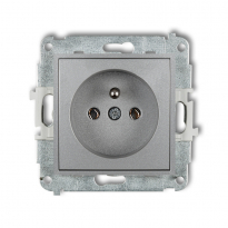 Mechanizm gniazda pojedynczego z uziemieniem 2P+Z (bez przesłon torów prądowych) podtynkowy IP 20, 16A 250V~ ICON srebrny metalik - KARLIK - 7IGP-1z