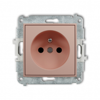 Mechanizm gniazda pojedynczego z uziemieniem 2P+Z (przesłony torów prądowych) podtynkowy IP 20, 16A 250V~ MINI łososiowy - KARLIK - 62MGP-1zp