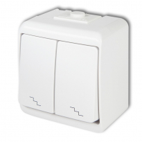 ŁĄCZNIK SCHODOWY PODWÓJNY IP 54, 10AX 250V~ BIAŁY JUNIOR - KARLIK - WHE-7