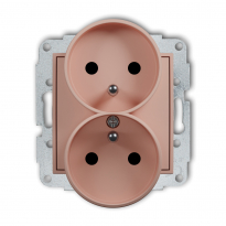 Mechanizm gniazda podwójnego do ramki z uziemieniem 2x(2P+Z) (przesłony torów prądowych) podtynkowy IP 20, 16A 250V~ ICON łososiowy - KARLIK - 62IGPR-2zp