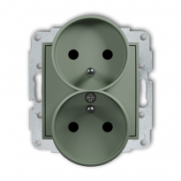 Mechanizm gniazda podwójnego do ramki z uziemieniem 2x(2P+Z) (przesłony torów prądowych) podtynkowy IP 20, 16A 250V~ ICON szałwiowy - KARLIK - 61IGPR-2zp