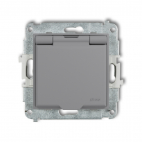 Mechanizm gniazda bryzgoszczelnego z uziemieniem 2P+Z (klapka szary mat, przesłony torów prądowych) podtynkowy IP 44, 16A 250V~ ICON szary mat - KARLIK - 27IGPB-1zp