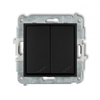 Mechanizm łącznika podwójnego schodowego podtynkowy IP 20 / IP 44, 10AX 250V~ ICON czarny mat - KARLIK - 12IWP-33