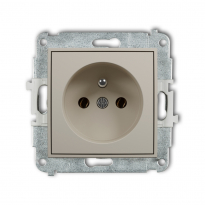 Mechanizm gniazda pojedynczego z uziemieniem 2P+Z (bez przesłon torów prądowych) podtynkowy IP 20, 16A 250V~ MINI taupe - KARLIK - 60MGP-1z