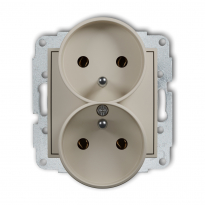 Mechanizm gniazda podwójnego do ramki z uziemieniem 2x(2P+Z) (bez przesłon torów prądowych) podtynkowy IP 20, 16A 250V~ MINI taupe - KARLIK - 60MGPR-2z