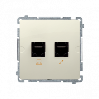 Gniazdo komputerowe RJ45 kat.5e + telefoniczne RJ11 (moduł). Montaż gniazda na wkręty do puszki; beż - KONTAKT SIMON - BMF5T.02/12