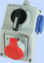 ZESTAW INSTALACYJNY 16A 3P+N+Z + GNIAZDO 2P+Z IP54 PRZEŁĄCZNIK L-0-P C16-48.1N - ELEKTROMET DZIERŻONIÓW - 971614