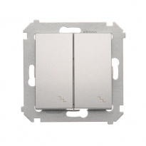 Łącznik schodowy podwójny z podświetleniem (moduł) 10AX, 250V~, zaciski śrubowe; srebrny mat - KONTAKT SIMON - DW6/2L.01/43