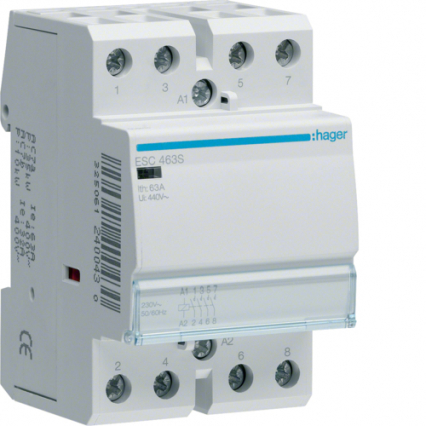 STYCZNIK CICHY 4NO 63A 230V AC. - HAGER - ESC463S