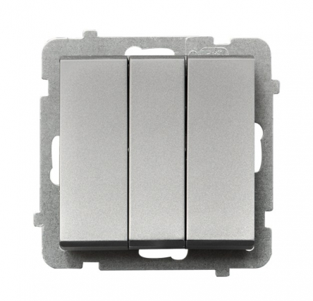 ŁĄCZNIK POTRÓJNY ZACISKI AUTOMATYCZNE 10AX 250V IP20 SREBRO MAT SONATA - OSPEL - ŁP-13R/m/38