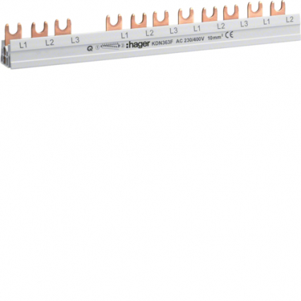 SZYNA GRZEBIENIOWA WIDEŁKOWA DO RCCB 3 BIEGUNY 10MM2 12M - HAGER - KDN363F