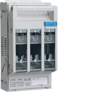 ROZŁĄCZNIK BEZPIECZNIKOWY NH00 160A PŁYTA/SZYNY TS35 ZACISKI KLATKOWE 95 MM2 - HAGER - LT050