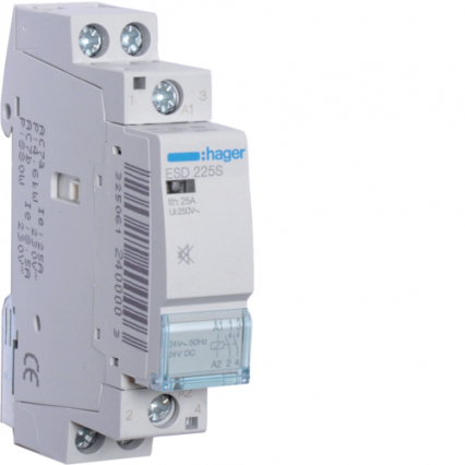 STYCZNIK CICHY 2NO 25A 24V AC/DC. - HAGER - ESD225S