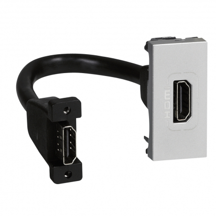 GNIAZDO HDMI TYPU A Z PRZEWODEM ALUMINIUM MOSAIC - LEGRAND - 079378