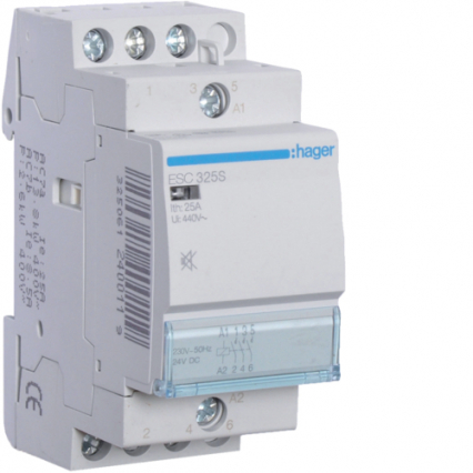 STYCZNIK CICHY 3NO 25A 230V AC. - HAGER - ESC325S