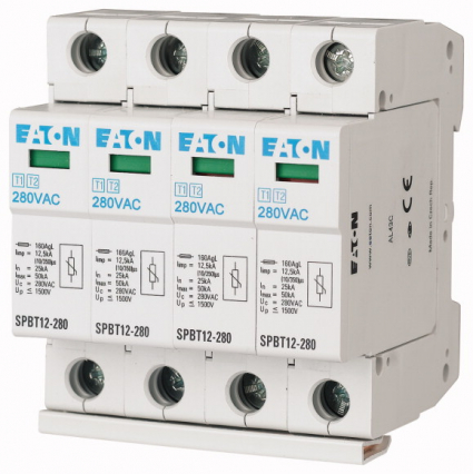 OGRANICZNIK PRZEPIĘĆ AC TYP T1+T2 4P 12,5kA SPBT12-280/4 - EATON - 158331