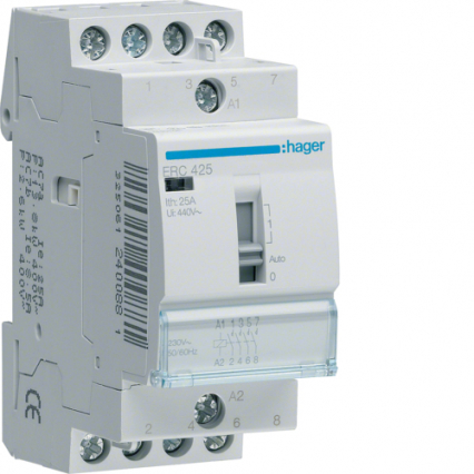 STYCZNIK ZE STEROWANIEM RĘCZNYM 4NO 25A 230V AC. - HAGER - ERC425