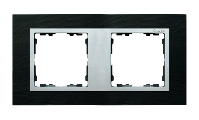 Ramka 2-krotna Nature, Łupek / pierścień aluminum mat - KONTAKT SIMON - 82927-63