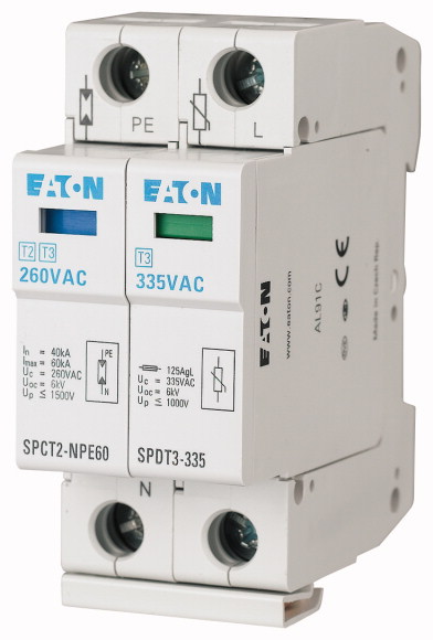 OGRANICZNIK PRZEPIĘĆ TYP T3 2P 2,5kA 1kV SPDT3-335-1+NPE - EATON - 170487
