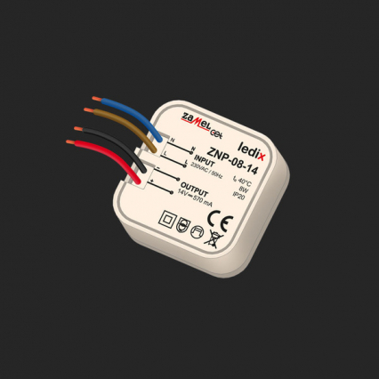 ZASILACZ LED MONTAŻOWY DO PUSZEK IP20 ZNP-08-14 230/14V DC 8W  - ZAMEL - LDX10000029