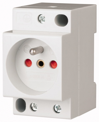 GNIAZDO POJEDYNCZE Z UZIEMIENIEM 2P+Z Z PRZESŁONAMI NA SZYNĘ 16A 250V IP20 TH35 Z-SD-230-BS - EATON - 266876