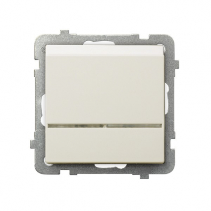 ŁĄCZNIK HOTELOWY Z PODŚWIETLENIEM ZACISKI AUTOMATYCZNE 16AX 250V IP20  ECRU SONATA - OSPEL - ŁP-15RS/m/27