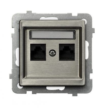 GNIAZDO KOMP PODWÓJNE KAT. 5E STAL INOX SONATA - OSPEL - GPK-2RM/K/m/37
