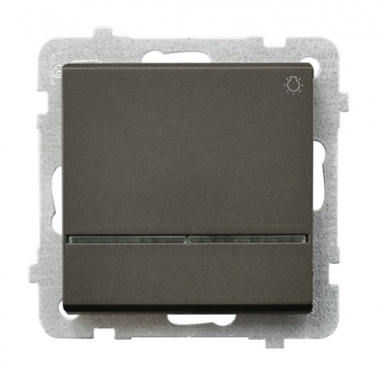 ŁĄCZNIK ZWIERNY ŚWIATŁO Z PODŚWIETLENIEM ZACISKI AUTOMATYCZNY 10AX 250V IP20 CZEKOLADOWY METAL SONATA - OSPEL - ŁP-5RS/m/40