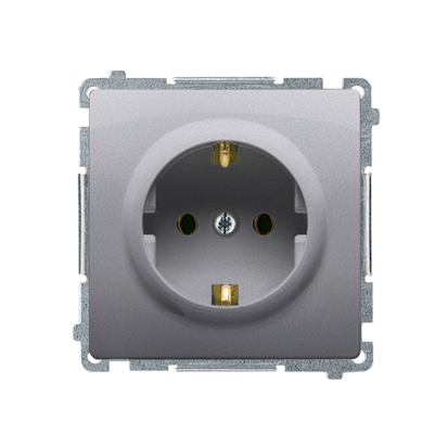 Gniazdo wtyczkowe z uziemieniem Schuko (moduł) z przesłonami torów prądowych,16A, 250V~, zaciski śrubowe; stal inox - KONTAKT SIMON - BMGSZ1Z.01/21