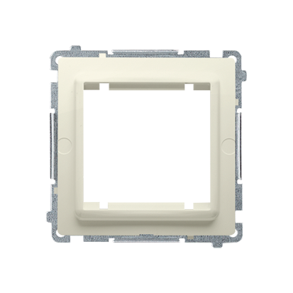 Adapter (przejściówka) na osprzęt standardu 45 × 45 mm. Montaż do puszki na łapki i wkręty; beż - KONTAKT SIMON - BMA45M/12