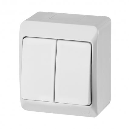 ŁĄCZNIK PODWÓJNY HERMETYCZNY NATYNKOWY IP44 BIAŁY HERMES - ELEKTRO-PLAST NASIELSK - 0332-02
